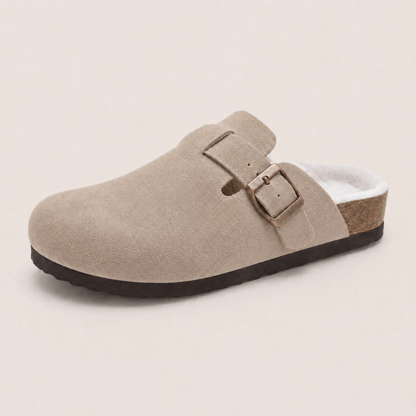 Fur-lined Suede Clogs by Qomfort